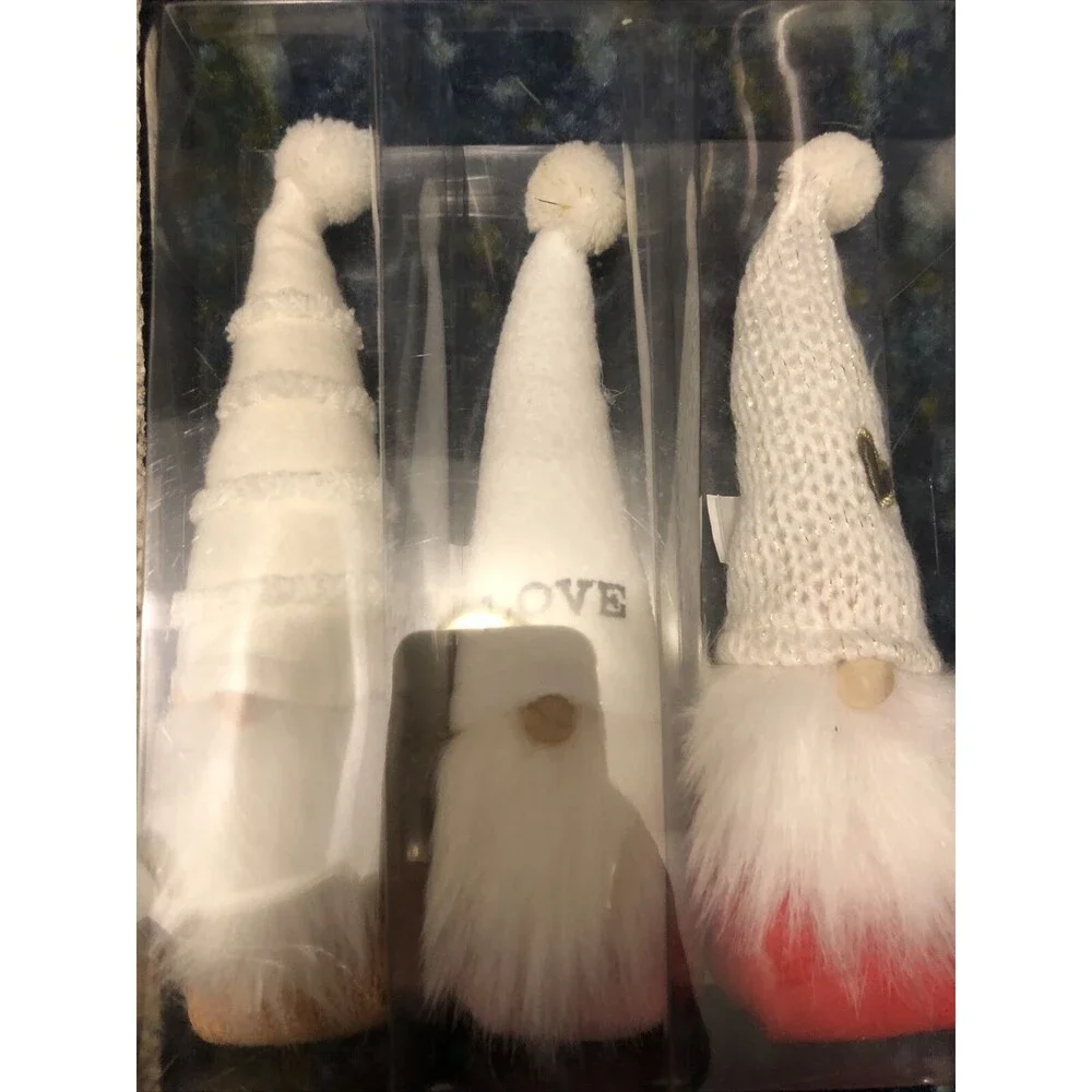Spritz Valentine’s Day Standing Fabric Gnome Decor Set of 3 Beanie Red Pink Tan
